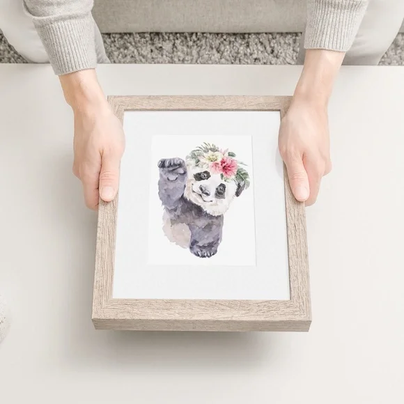 Watercolor Floral Panda Wall Art Illustration Print Poster Card Unframed - Picture 7 of 8